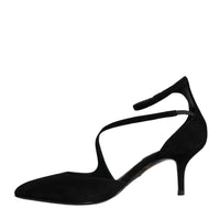 Dolce & Gabbana Black Suede Ankle Strap Pumps Heels Shoes