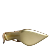 Dolce & Gabbana Gold Patent Leather Heels Slingback Shoes