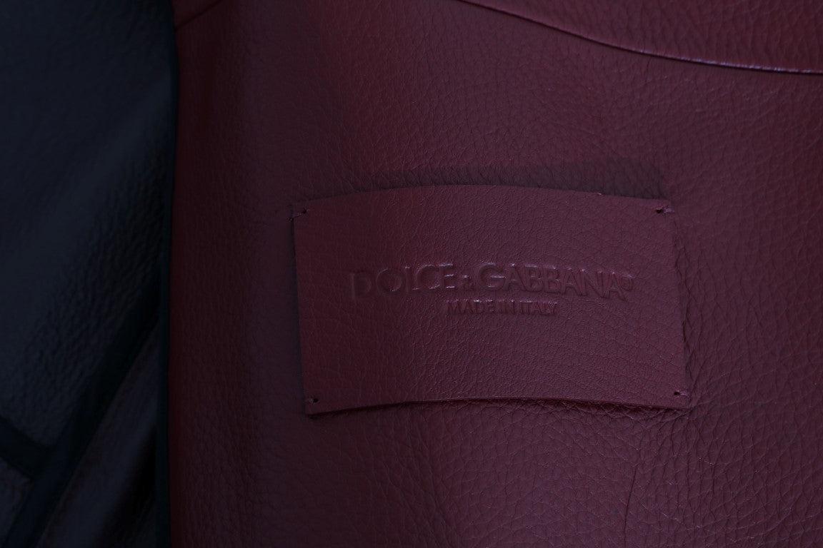 Dolce &amp; Gabbana Radiant Red Leather Biker Motorcycle Jacket