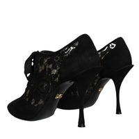 Dolce & Gabbana Black Taormina Lace Up Stretch Heels Shoes