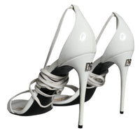 Dolce & Gabbana White Leather High Heels Sandals Shoes