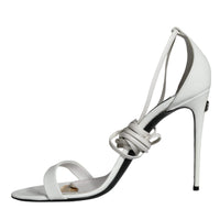 Dolce & Gabbana White Leather High Heels Sandals Shoes