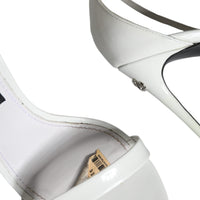 Dolce & Gabbana White Leather High Heels Sandals Shoes