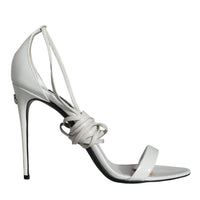 Dolce & Gabbana White Leather High Heels Sandals Shoes