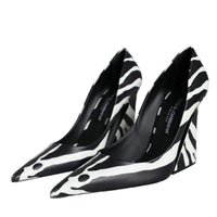 Dolce & Gabbana White Black Zebra Leather Heels Pumps Shoes