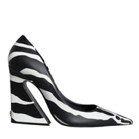 Dolce & Gabbana White Black Zebra Leather Heels Pumps Shoes