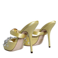 Dolce & Gabbana Yellow Mary Janes Satin Crystal Sandals Shoes