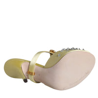 Dolce & Gabbana Yellow Mary Janes Satin Crystal Sandals Shoes