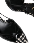 Dolce & Gabbana Black Leather Houndstooth Slingback Shoes