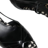 Dolce & Gabbana Black Leather Houndstooth Slingback Shoes