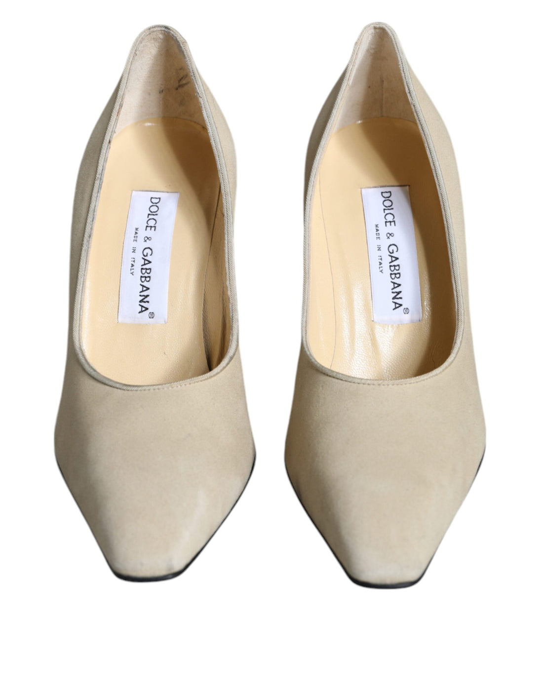 Dolce & Gabbana Beige Suede Leather High Heels Pumps Shoes