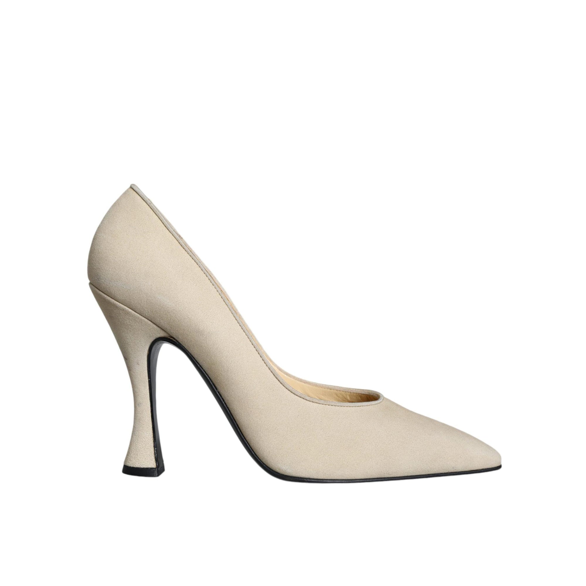 Dolce &amp; Gabbana Beige Suede Leather High Heels Pumps Shoes