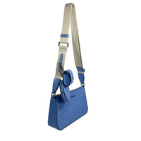 Michael Kors Jet Set Signature PVC Crossbody Tech Attachment Bag Purse Blue