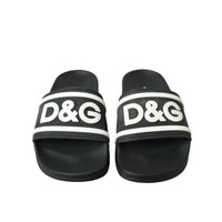 Dolce & Gabbana Black Rubber Beachwear Slippers Sandals Shoes