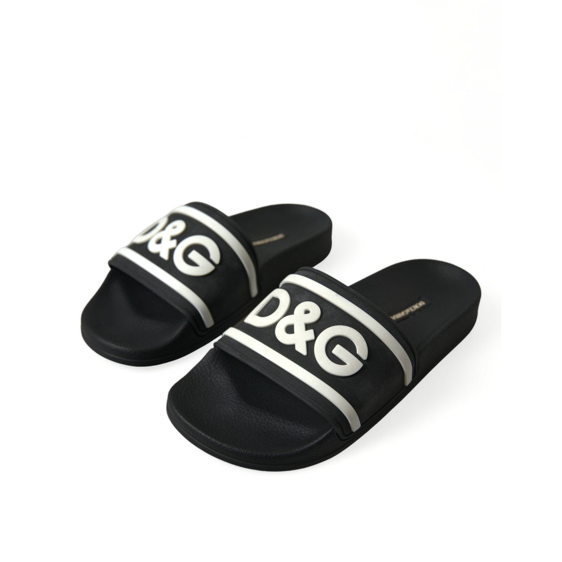 Dolce & Gabbana Black Rubber Beachwear Slippers Sandals Shoes