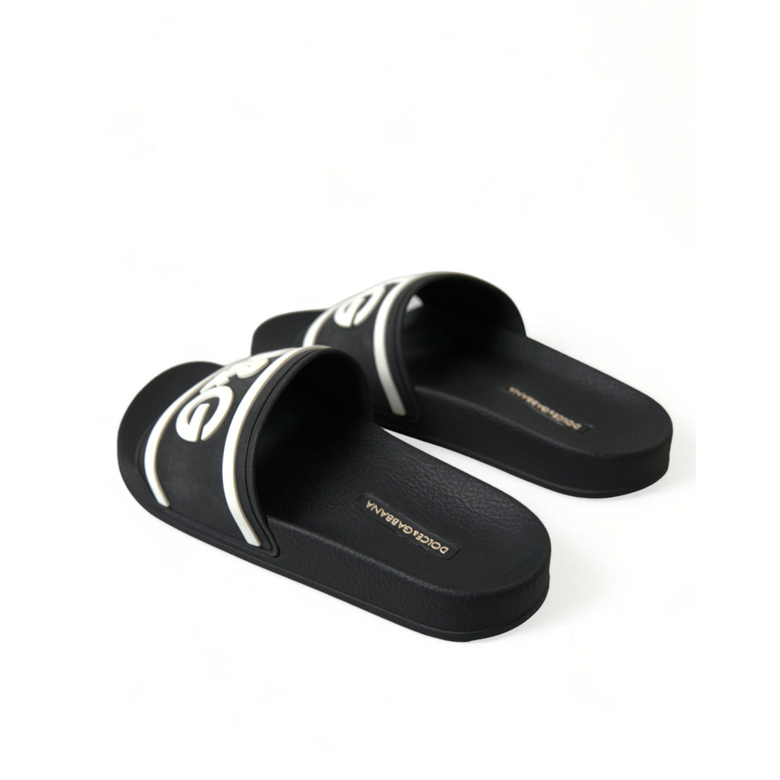 Dolce & Gabbana Black Rubber Beachwear Slippers Sandals Shoes