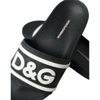 Dolce & Gabbana Black Rubber Beachwear Slippers Sandals Shoes