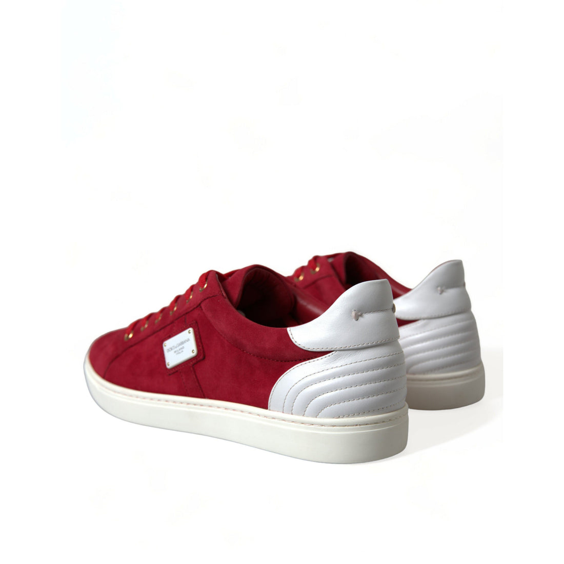 Dolce & Gabbana Red Suede Leather Low Top Sneakers Shoes