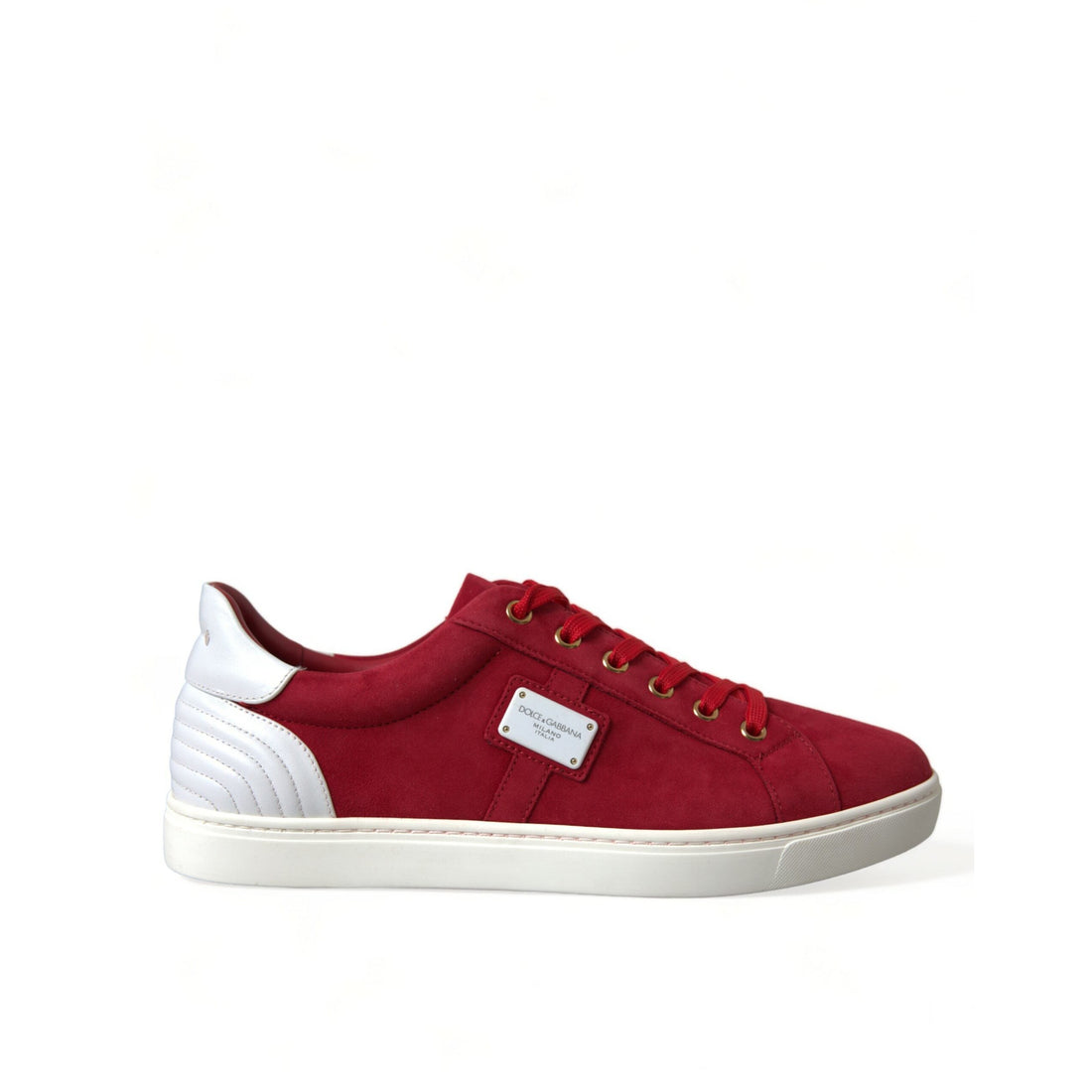 Dolce & Gabbana Red Suede Leather Low Top Sneakers Shoes