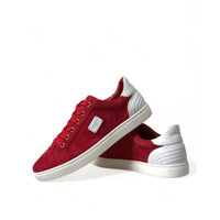 Dolce & Gabbana Red Suede Leather Low Top Sneakers Shoes