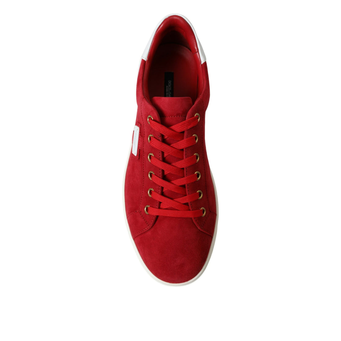 Dolce & Gabbana Red Suede Leather Low Top Sneakers Shoes