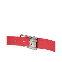 Dolce & Gabbana Red Calf Leather Silver Metal Buckle Belt