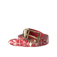 Dolce & Gabbana Red Sicily Leather Gold Metal Buckle Belt