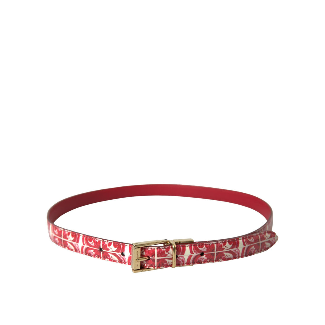 Dolce & Gabbana Red Sicily Leather Gold Metal Buckle Belt