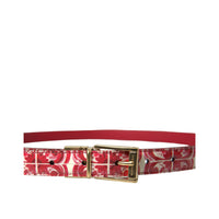 Dolce & Gabbana Red Sicily Leather Gold Metal Buckle Belt