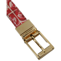 Dolce & Gabbana Red Sicily Leather Gold Metal Buckle Belt