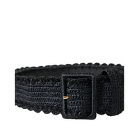 Dolce & Gabbana Black Braided Canvas Women Wide Waist Belt