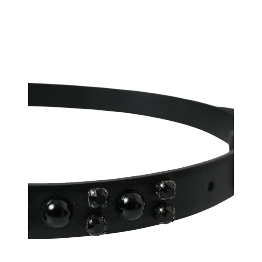 Dolce & Gabbana Black Embellished Leather Engraved Buckle Belt