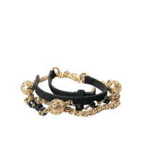 Dolce & Gabbana Black Suede Gold Chain Crystal Waist Belt