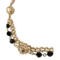 Dolce & Gabbana Black Suede Gold Chain Crystal Waist Belt