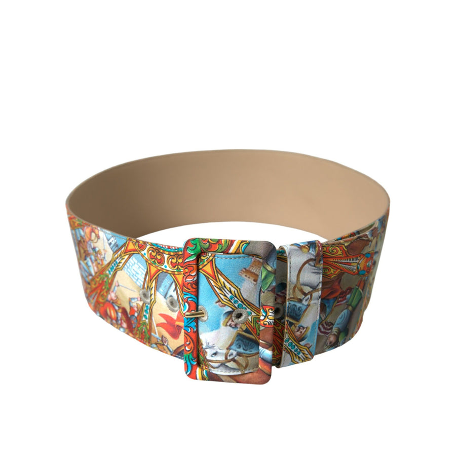 Dolce & Gabbana Multicolor Carretto Fabric Wide Waist Belt