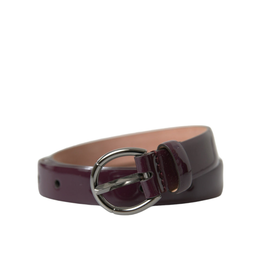 Dolce & Gabbana Maroon Leather Silver Metal Buckle Belt