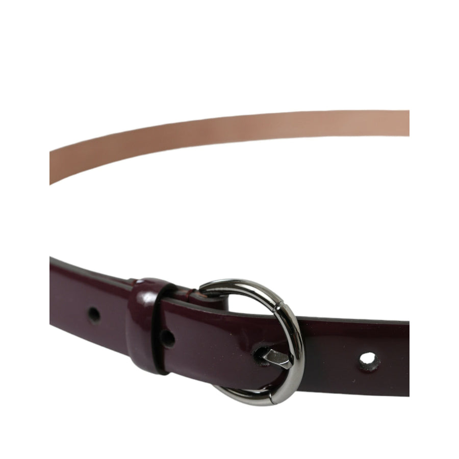 Dolce & Gabbana Maroon Leather Silver Metal Buckle Belt