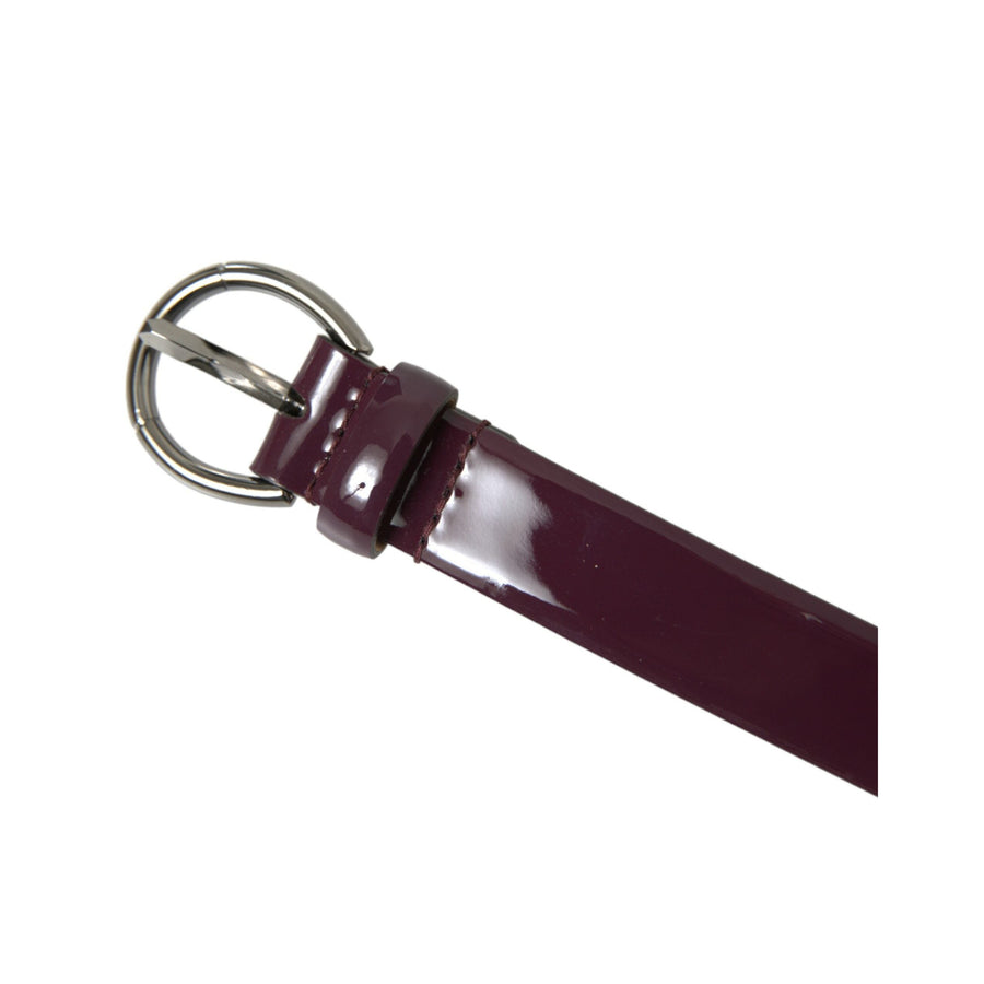 Dolce & Gabbana Maroon Leather Silver Metal Buckle Belt