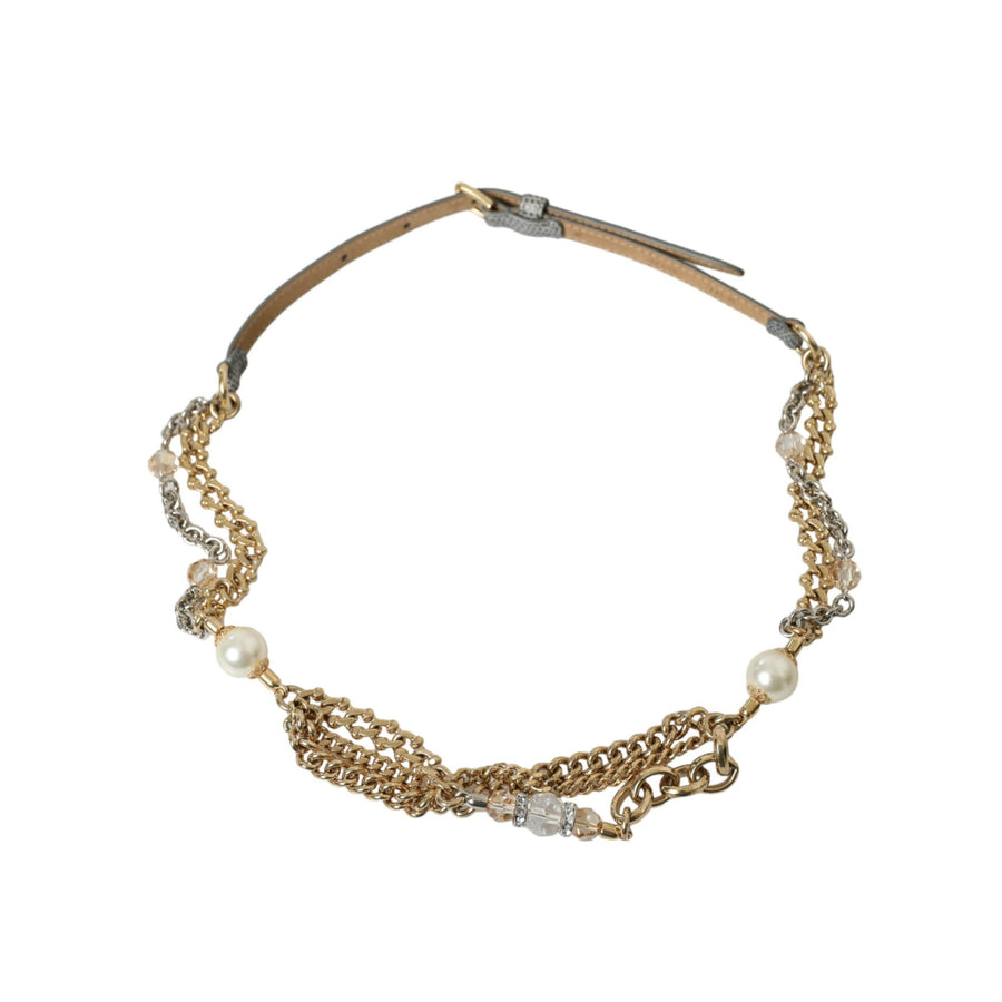 Dolce & Gabbana Blue Braided Gold Brass Chain Waist Belt