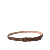 Dolce & Gabbana Brown Calf Leather Gold Metal Buckle Belt