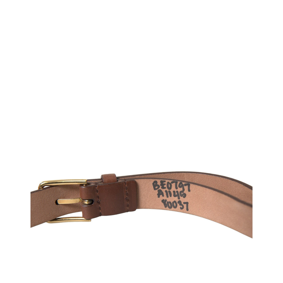 Dolce & Gabbana Brown Calf Leather Gold Metal Buckle Belt