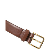 Dolce & Gabbana Brown Calf Leather Gold Metal Buckle Belt