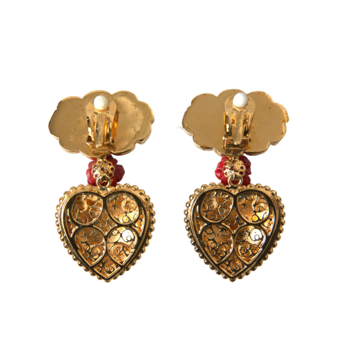 Dolce & Gabbana Gold Brass BOOM Cartoon Heart Crystal Clip-On Earrings