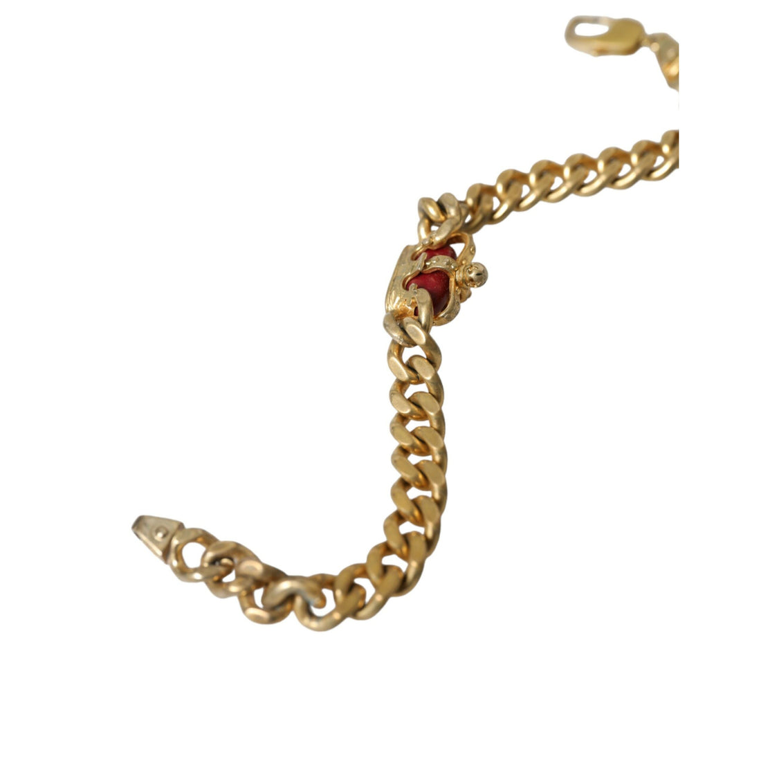 Dolce & Gabbana Gold Tone Brass Crown Charm Curb Chain Bracelet