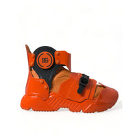 Dolce & Gabbana Orange Multi Panel Chunky High Top Sneakers Shoes