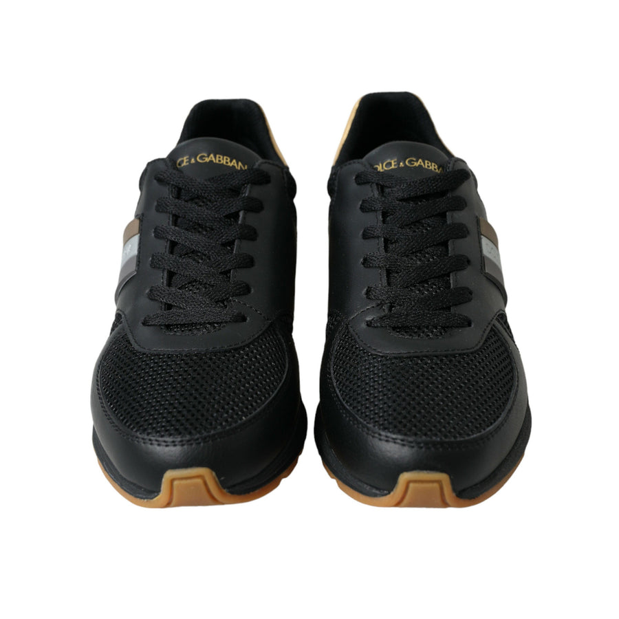 Dolce & Gabbana Black Leather Low Top  Sneakers Shoes