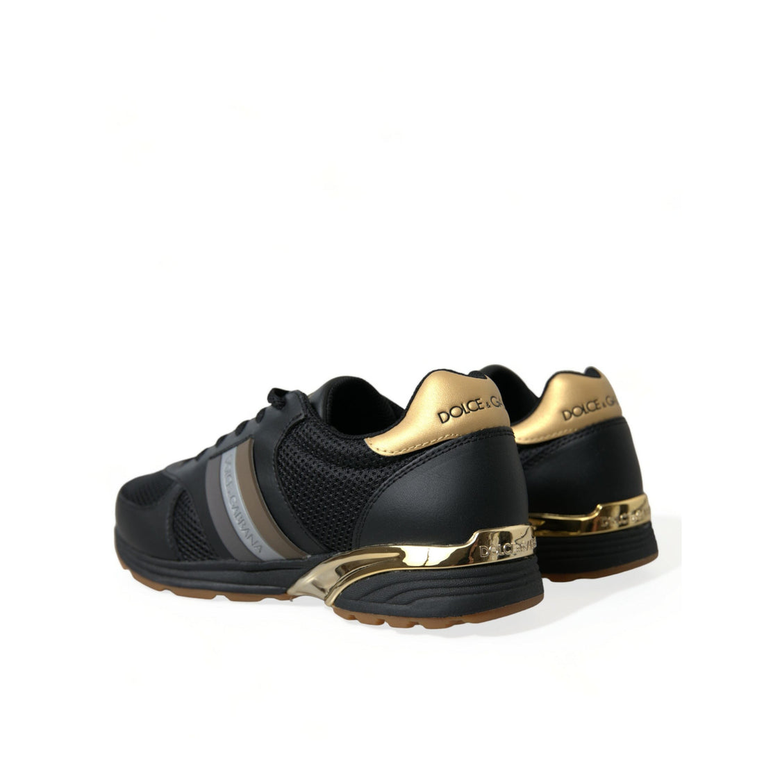 Dolce & Gabbana Black Leather Low Top  Sneakers Shoes