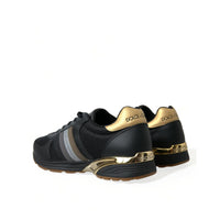 Dolce & Gabbana Black Leather Low Top  Sneakers Shoes