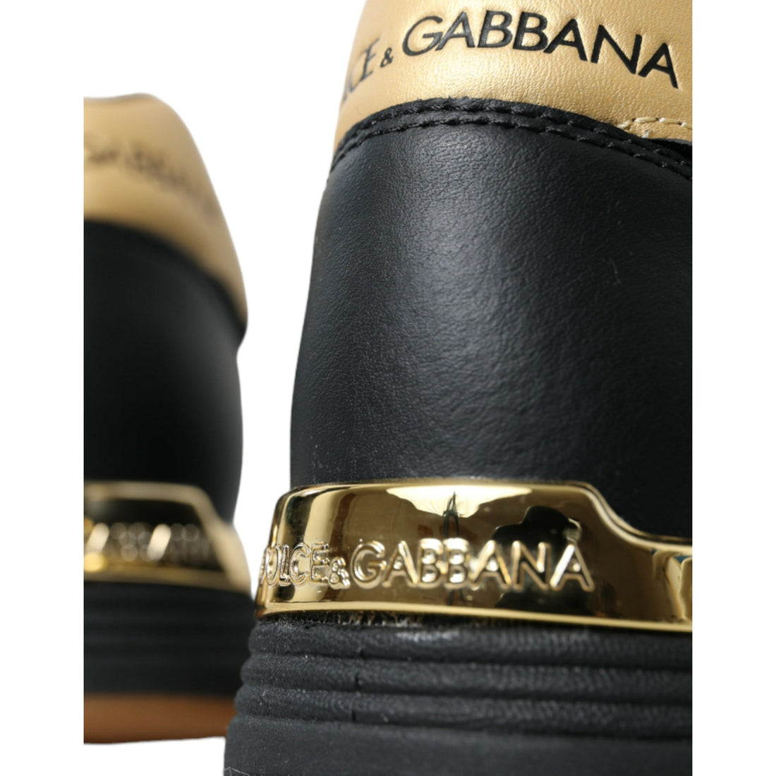 Dolce & Gabbana Black Leather Low Top  Sneakers Shoes