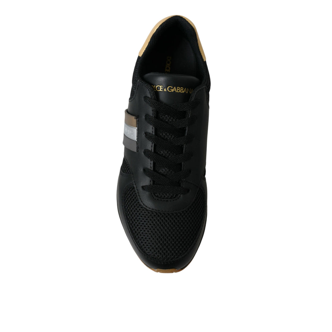 Dolce & Gabbana Black Leather Low Top  Sneakers Shoes